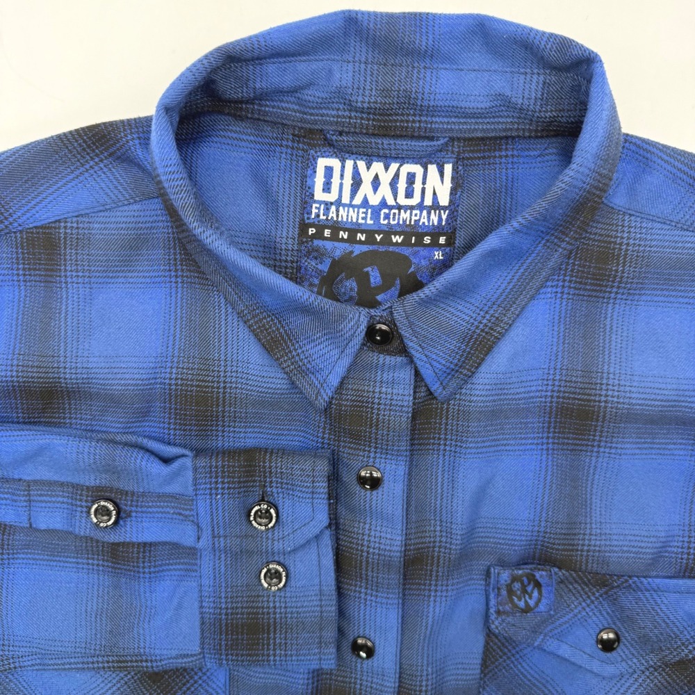 Dixxon Flannel Company Shirt Womens XL Blue Pennywise Plaid D-Tech Button Up